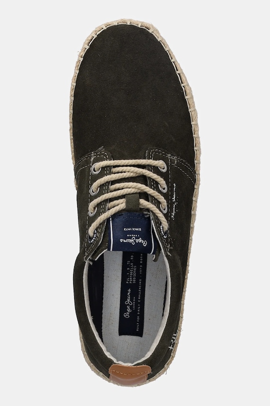 Pepe Jeans espadrile din piele întoarsă TOURIST WEST verde PMS10336