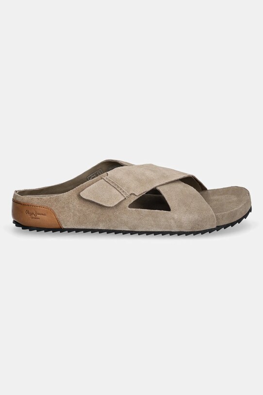 Pepe Jeans papuci din piele CORBY CROSS PMS90124 bej SS25