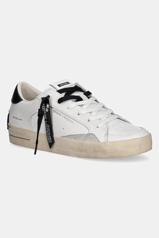 Crime London sneakers din piele SK8 DELUXE mic de statură alb 17100PP6