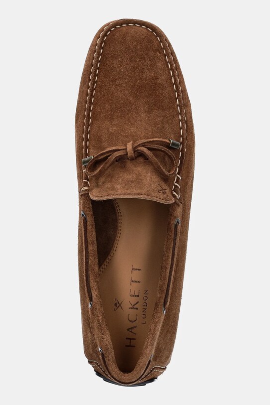 Hackett London mokasyny zamszowe DRIVER LACE brązowy HMS21484