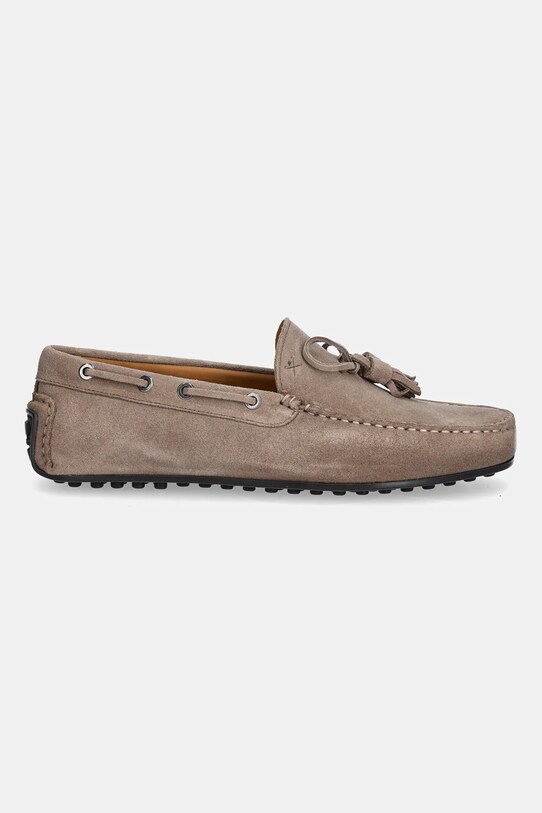 Hackett London mokasyny zamszowe DRIVER TASSEL HMS21486 brązowy SS25