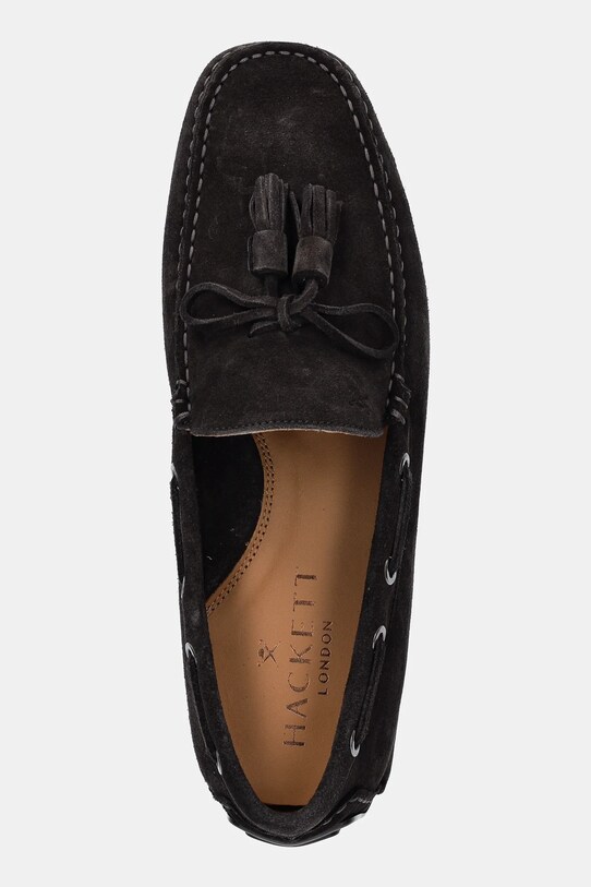 Hackett London mocasini din piele întoarsă DRIVER TASSEL maro HMS21486