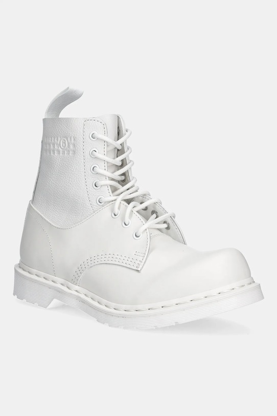 MM6 Maison Margiela stivali da motociclista in pelle pelle fiore bianco SH3WU0013.P7006.HB009
