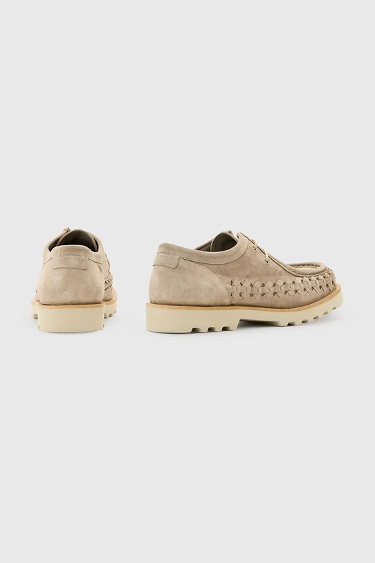 Obuv Semišové poltopánky AllSaints Skiff Woven Shoe M057FC béžová