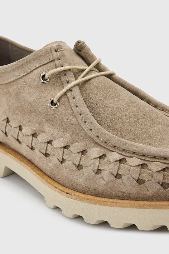 Semišové poltopánky AllSaints Skiff Woven Shoe béžová M057FC