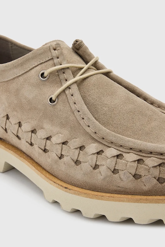 AllSaints półbuty zamszowe Skiff Woven Shoe beżowy M057FC