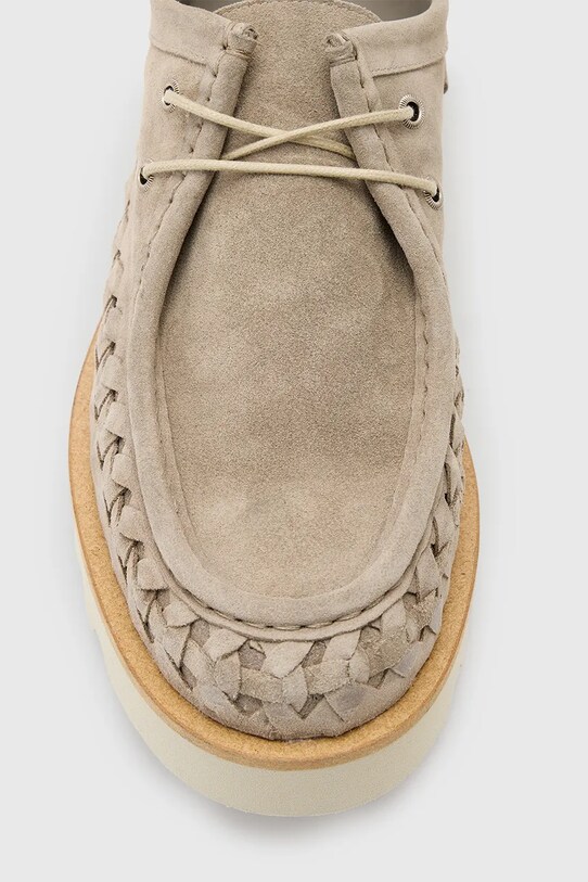Semišové poltopánky AllSaints Skiff Woven Shoe M057FC béžová