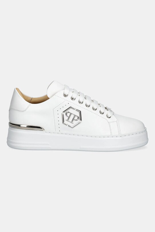 Philipp Plein sneakersy skórzane Nappa Lo-Top Hexagon USC0670.PLE010N.01 biały SS25