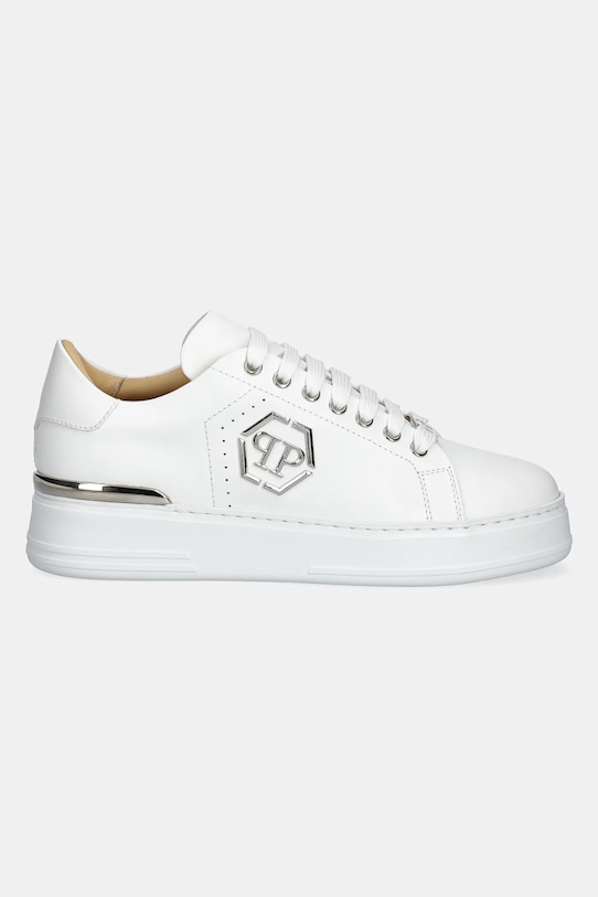 Philipp Plein sneakers din piele Nappa Lo-Top Hexagon USC0670.PLE010N.01 alb SS25