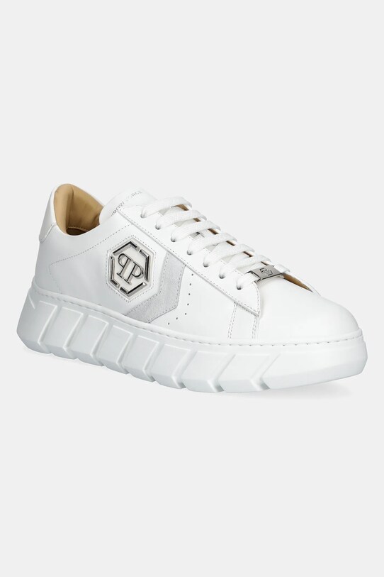 Philipp Plein sneakersy skórzane Nappa Lo-Top Hexagon skóra zamszowa biały USC0698.PLE075N.01