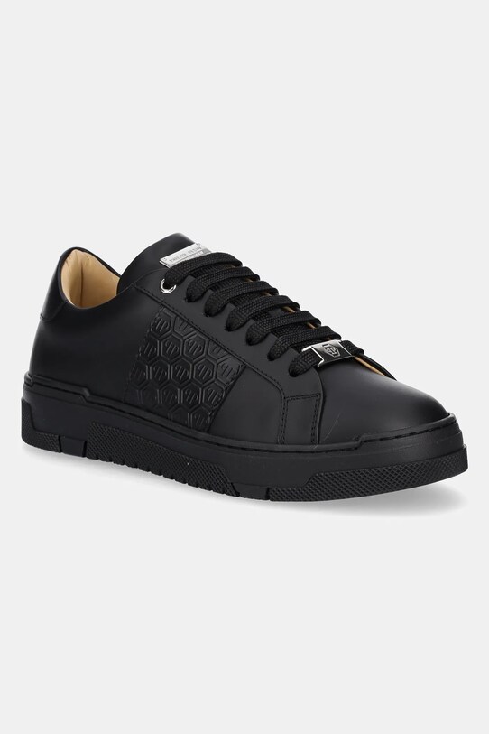 Кожаные кроссовки Philipp Plein Lo-Top Monogram плоская чёрный USC0706.PLE005N.0202
