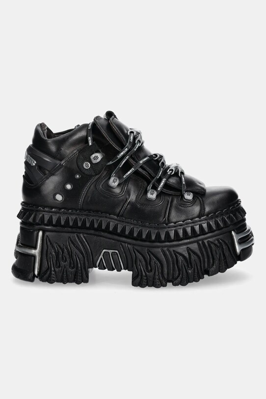 VETEMENTS sneakersy skórzane Fire Platform UA66SN100B czarny SS25