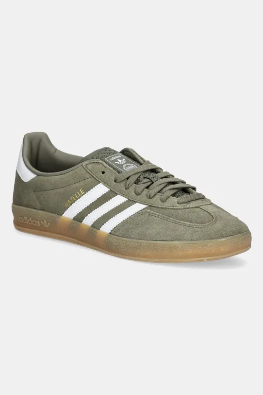 adidas Originals sneakers din piele intoarsă Gazelle Indoor plată verde JQ0174