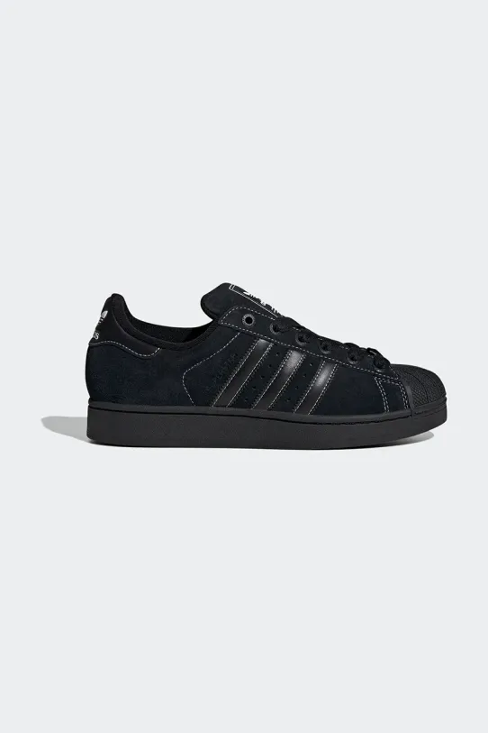 Σουέτ αθλητικά παπούτσια adidas Originals Superstar II φλατ μαύρο JH5470