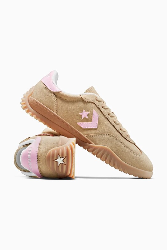 Converse sneakers din piele întoarsă Run Star Trainer bej A15088C