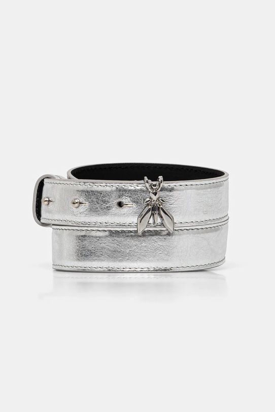 Кожаный ремень Patrizia Pepe Planet friendly серебрянный 8W0052.L041