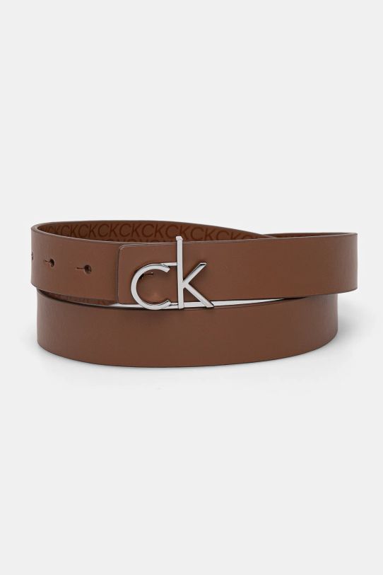 Kožený opasok Calvin Klein hnedá K60K613074