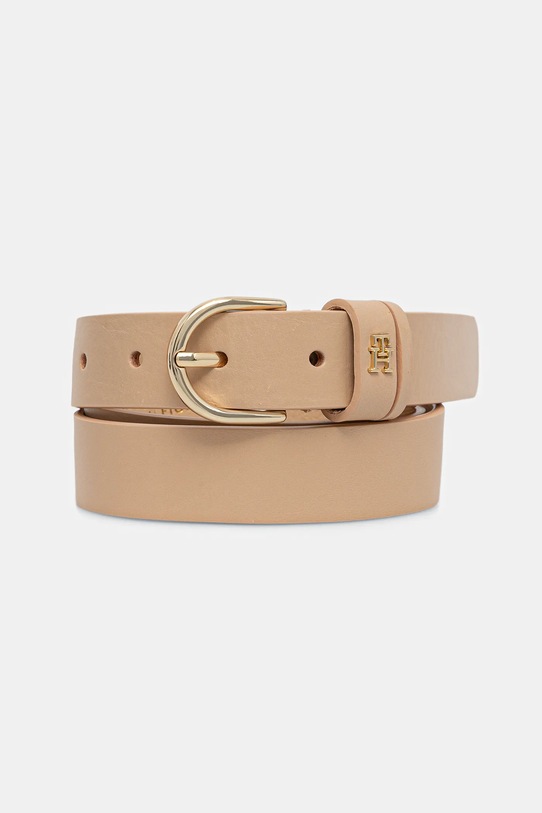 Tommy Hilfiger pasek skórzany beżowy AW0AW16836