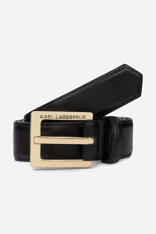 Δερμάτινη ζώνη Karl Lagerfeld μαύρο A1W33147