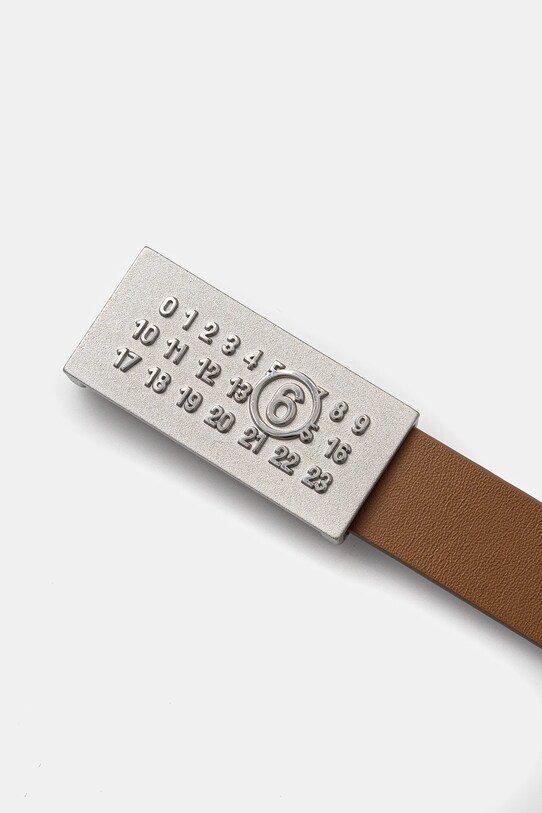 Kožený opasok MM6 Maison Margiela SA6TP0010.P7258 hnedá SS25