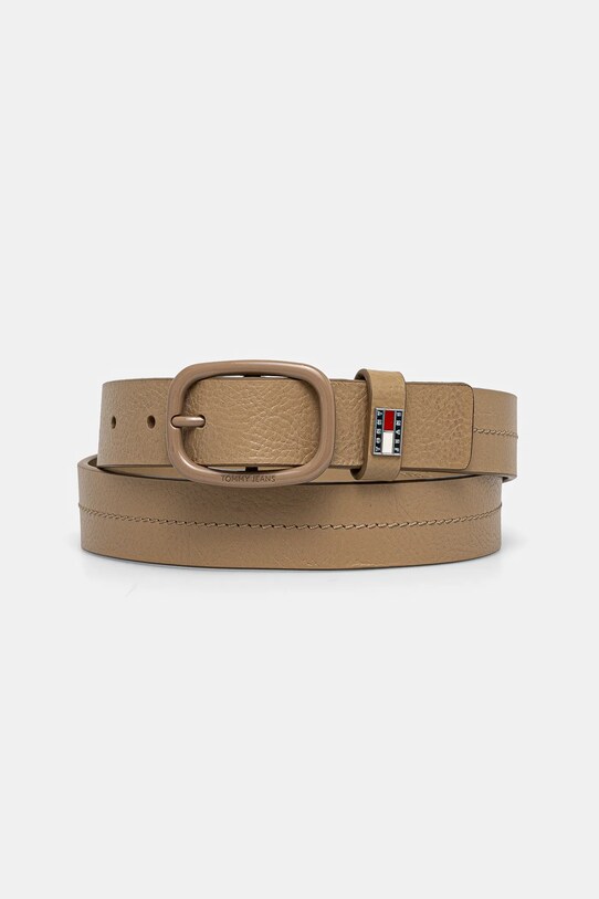 Tommy Jeans curea din piele intoarsa verde AW0AW17392