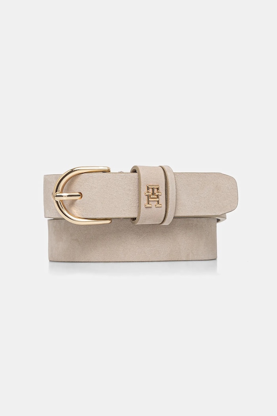 Semišový opasok Tommy Hilfiger sivá AW0AW17245