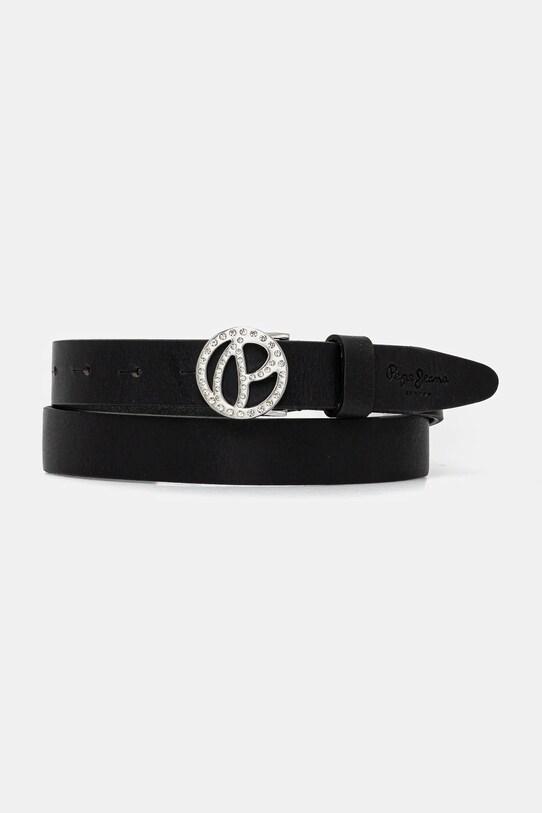Pepe Jeans curea de piele ATHEMOND BELT negru PL020866