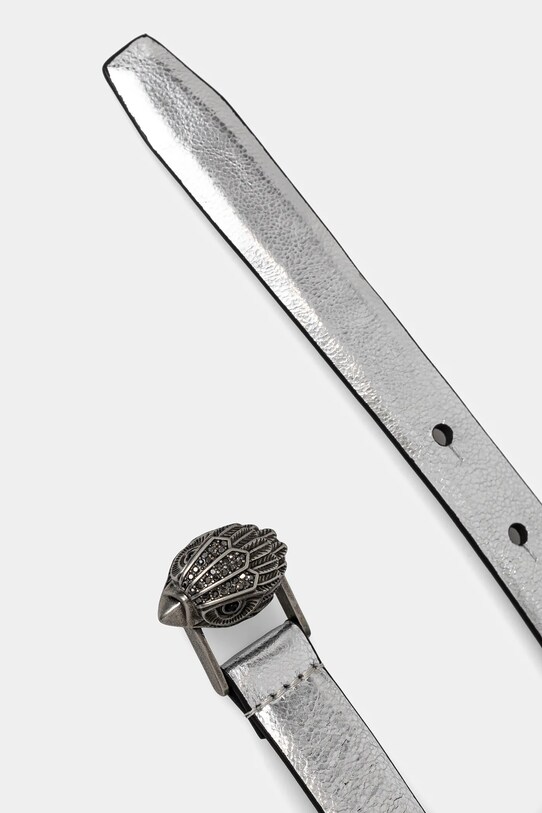 Kurt Geiger London pasek skórzany 20 EAGLE BELT 9693463109 srebrny SS25