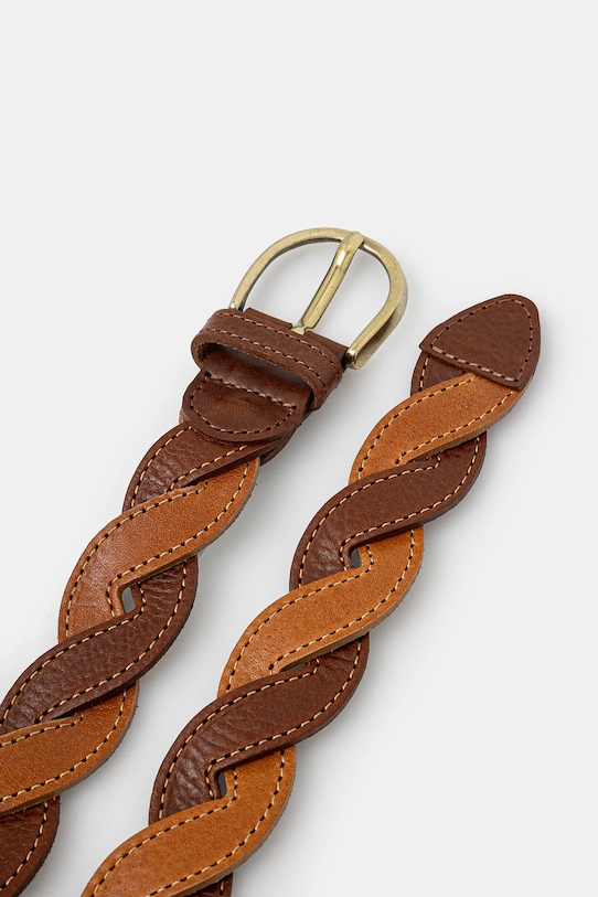 Kožený pásek Drôle de Monsieur La Ceinture Tresse G.AC169.LH030.CG hnědá SS25