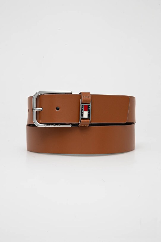 Tommy Jeans curea de piele maro AM0AM13361.
