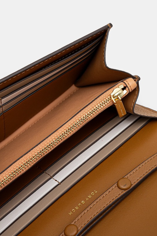 Tory Burch portfel skórzany Robinson 146367.202 brązowy