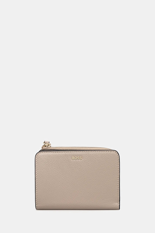 BOSS portfel skórzany skóra licowa beżowy 50536382
