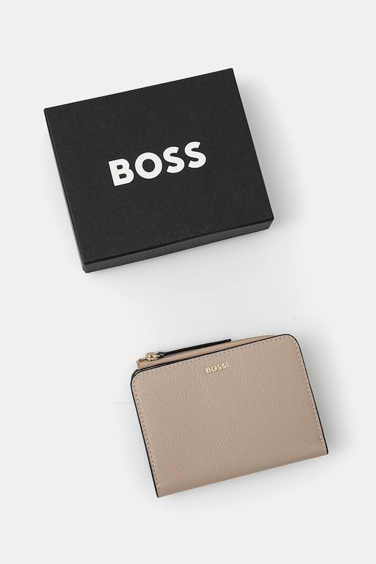 BOSS portfel skórzany beżowy 50536382