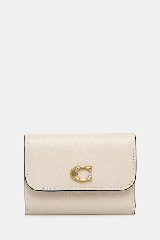 Coach leather wallet plain beige CZ111