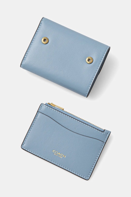 Шкіряний гаманець Coach CZ111 блакитний SS25