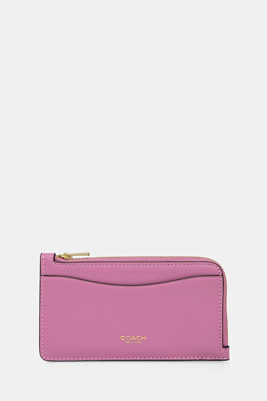 Kožené pouzdro na karty Coach růžová CZ112