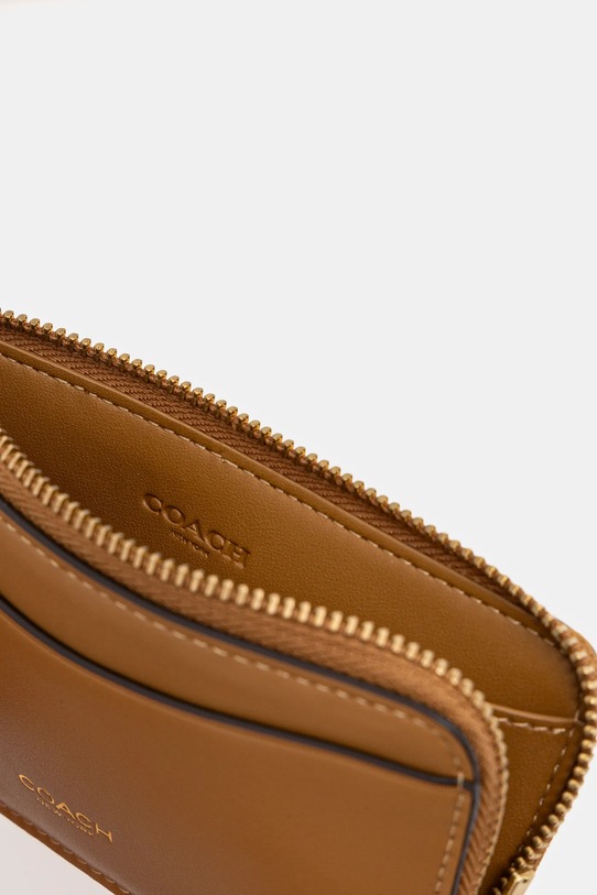 Akcesoria Coach etui na karty skórzane CZ112 beżowy