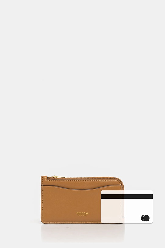 Coach etui na karty skórzane beżowy CZ112