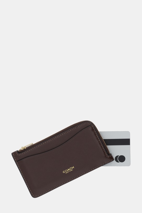 Akcesoria Coach etui na karty skórzane CZ112 brązowy