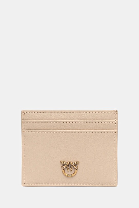 Pinko portacarte in pelle semplice beige 103762.A0F1