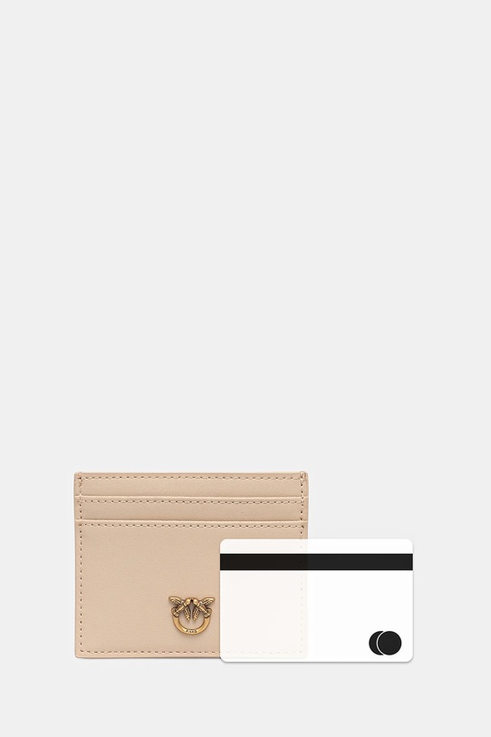Шкіряний чохол на банківські карти Pinko бежевий 103762.A0F1