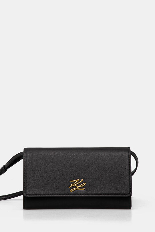 Kožená kabelka Karl Lagerfeld usňová koža čierna A1W32055