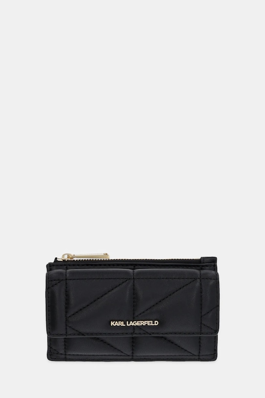Kožená peňaženka Karl Lagerfeld usňová koža čierna A1W32062