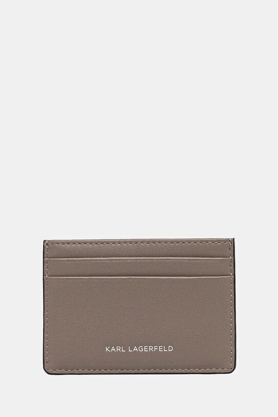 Kožené puzdro na karty Karl Lagerfeld Planet friendly sivá A1W32099