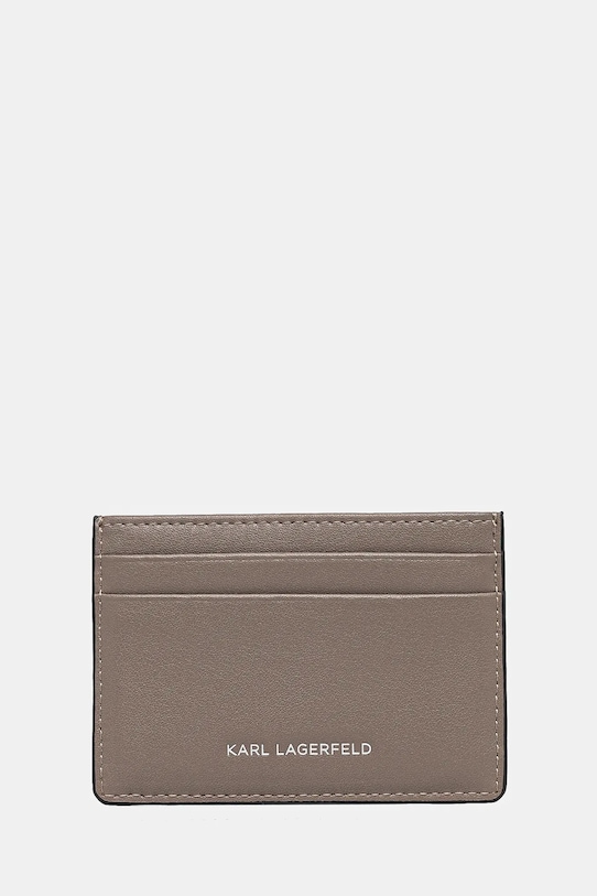 Kožené pouzdro na karty Karl Lagerfeld Planet friendly šedá A1W32099