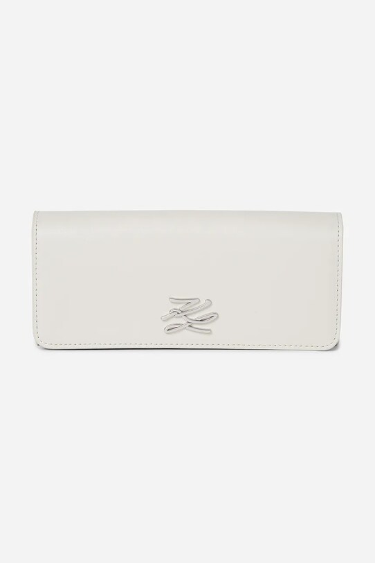 Δερμάτινο πορτοφόλι Karl Lagerfeld λείο δέρμα λευκό A1W32111