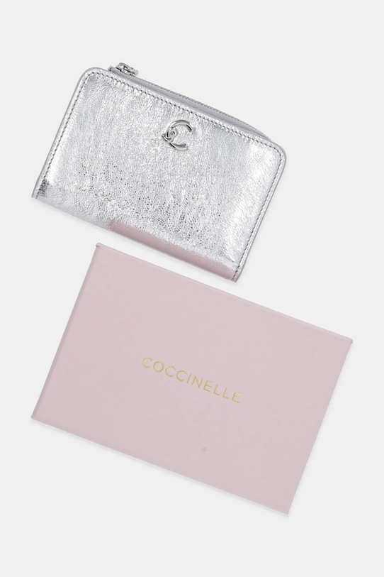 Coccinelle portofel de piele argintiu E2.SUB.11.D1.01
