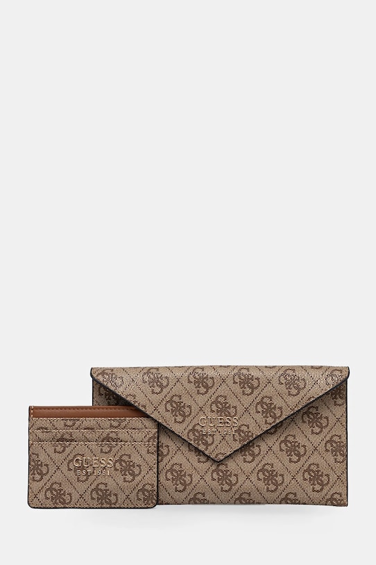 Guess portfel i etui na karty ORLINA imitacja skóry licowej brązowy TWX953.10610