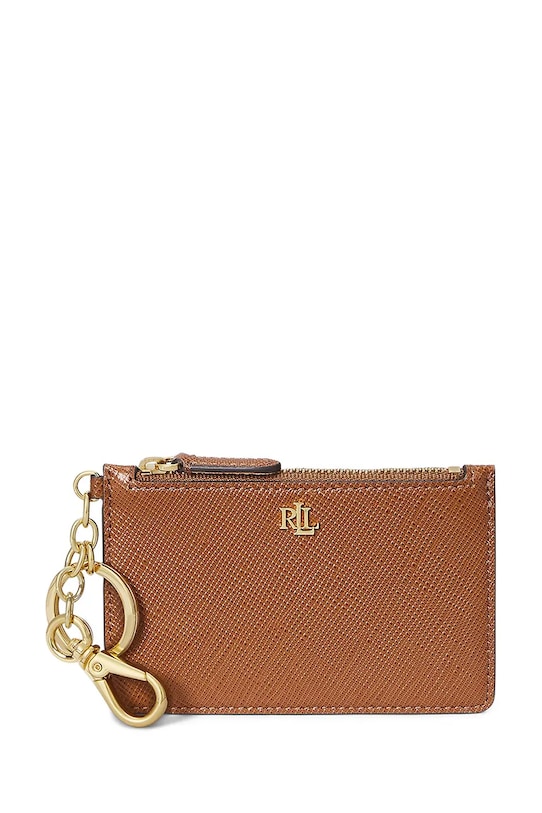 Usnjena denarnica Lauren Ralph Lauren Zrnato usnje rjava 432966789