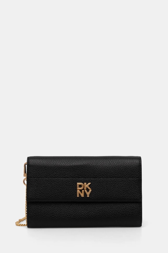 Dkny portfel skórzany skóra licowa czarny R445AI72